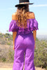 *SALE* Perfect Purple 1970s Gauzy Crochet Jumpsuit
