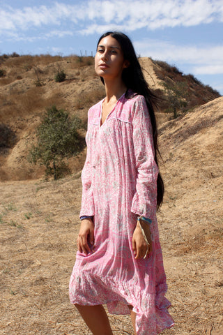 "Pretty in Pink" 1970s Gauzy Indian Dress