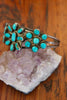 Native American Turquoise Old Pawn Mid Century Cluster Cuff