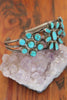 Native American Turquoise Old Pawn Mid Century Cluster Cuff