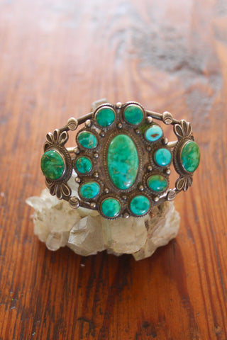 Old Pawn Large and Gorgeous 1940s Cluster Cuff