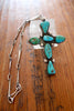 Old Pawn Large Handmade Native American Navajo Sterling and Turquoise Cross