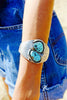Signed Navajo Elegant Handmade Sterling Turquoise Cuff