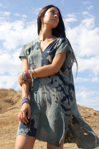 "Indigo Canyon" Hand Dyed Tunic By Totally Blown