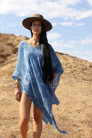 "Water and Sky " Totally Blown One of a Kind Indigo Poncho