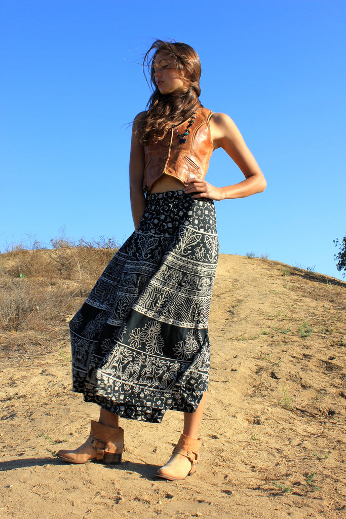 Magical and Full Vintage Indian Block Print Skirt