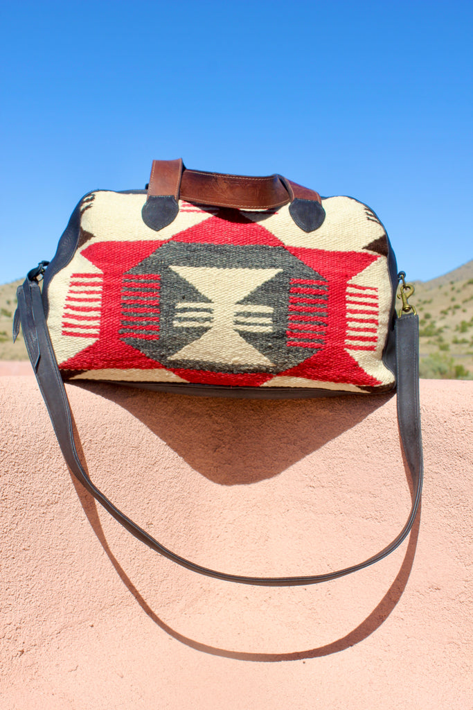 Handwoven Antique Navajo Deerskin Overnighter Bag Handmade and One Of A Kind