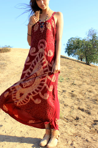 Sweet Mandala Vintage Bohemian Batik Maxi Dress