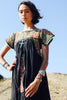 Reserved "Black Beauty" Hand Embroidered Oaxacan Mexican Maxi Dress