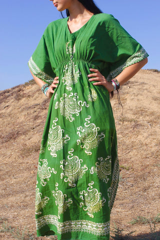 Vintage Cotton Batik Ethnic Kaftan Maxi