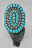 Large Zuni Turquoise and Sterling Cluster Cuff Mid Century