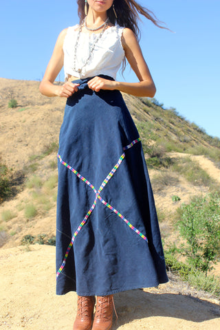 Vintage Guatemalan Indigo Wrap Skirt Circa ~ 1970s