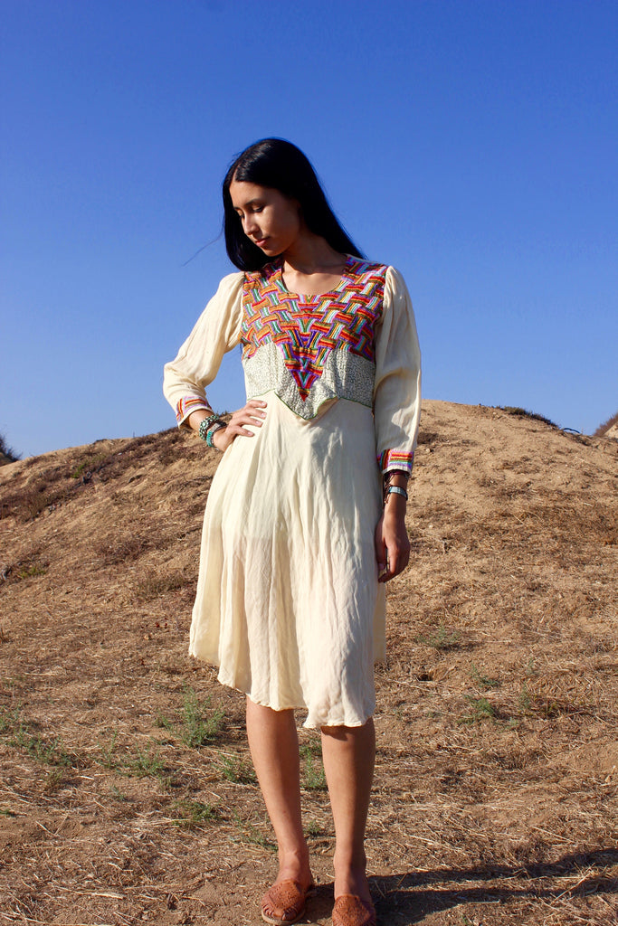 Rainbow Spirit" Vintage Indian Embroidered Dress Honeywood Rainbow Spirit" Vintage Indian Embroidered Dress Honeywood