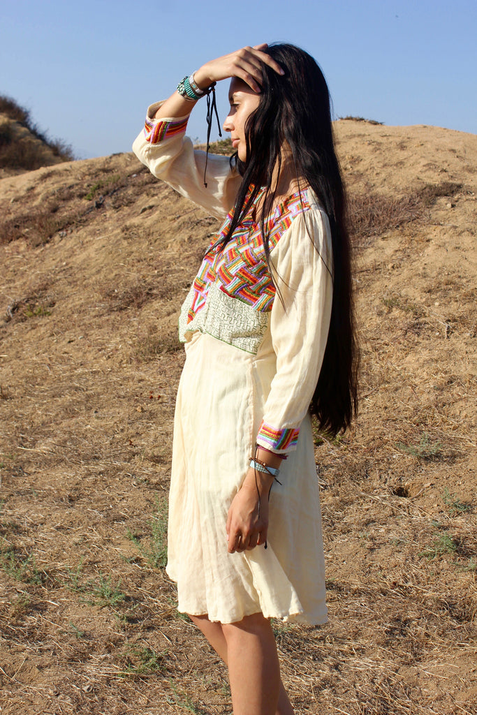 Rainbow Spirit" Vintage Indian Embroidered Dress Honeywood Rainbow Spirit" Vintage Indian Embroidered Dress Honeywood