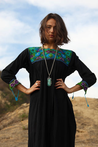 "Chiapas Moon" STUNNING Hand Embroidered Mexican Dress