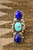 Navajo Exquisite X-Large Turquoise and Lapis Ring by Abel Toledo