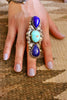 Navajo Exquisite X-Large Turquoise and Lapis Ring by Abel Toledo