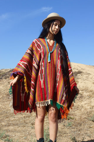 "Peruvian Shaman" Handwoven Wool Poncho Cape