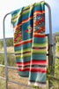 Dazzling and Vibrant  Vintage Hand Woven Mexican Blanket 1940s