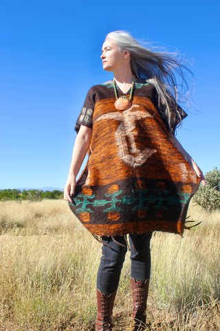 1970s Vintage Soft Felted Wool Mexican Poncho