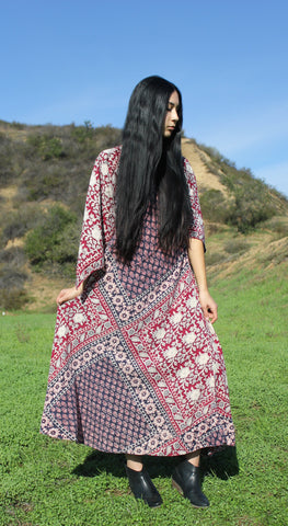 Earthy Goddess 1970s Vintage Maxi Dress