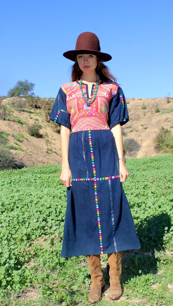Vintage Guatemalan Handmade Indigo Dress Honeywood Vintage Guatemalan Handmade Indigo Dress Honeywood