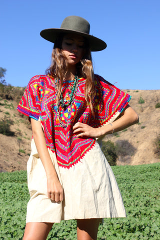 Vintage San Mateo Ixtatan Hand Embroidered Huipil