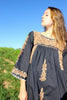 Rare and Outstanding Black and Gold Oaxacan Maxi Dress