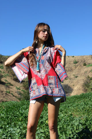 1970s Dashiki Cotton Tunic "Festival Dashiki"