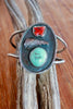 Modernist Signed Navajo Coral and Turquoise Sterling Cuff