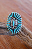 Sleeping Beauty Turquoise Petite Point Signed Zuni Ring