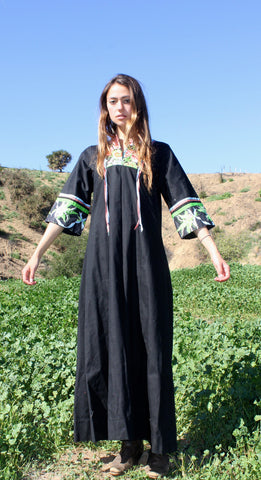 "Midnight Garden" Handmade One-of-a-Kind Cotton Maxi Dress