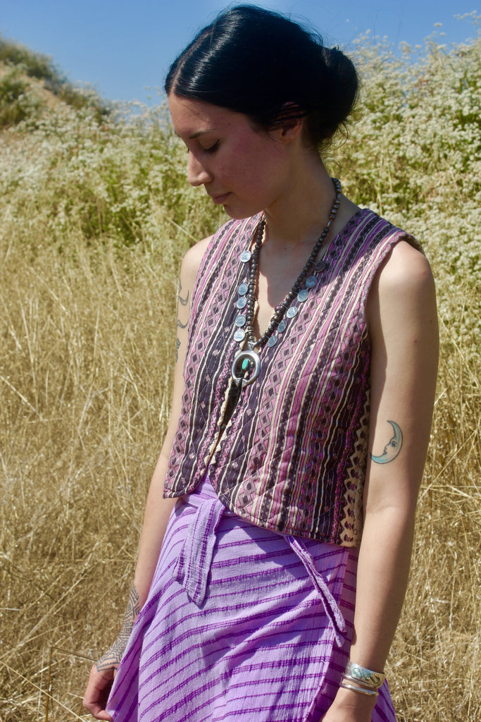"Indira Violette"  1970s Indian Vest with Metallic Thread