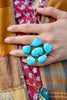 STUNNING X-Large Navajo Turquoise Cluster Ring