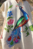"Technicolor Peacock" Vintage Hand Embroidered Mexican Poncho