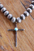 Native American Sterling Cross Choker Bench Stamped Beads
