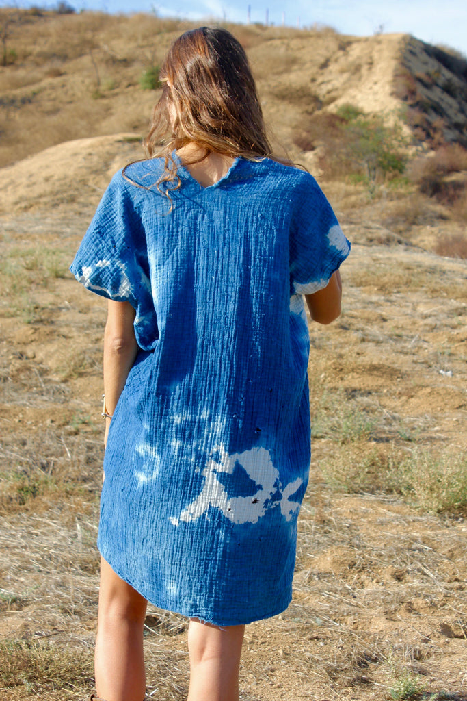 Indigo Short" Totally Blown Cotton Gauze Mini Dress Honeywood Indigo Short" Totally Blown Cotton Gauze Mini Dress Honeywood