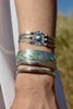 SIgned Navajo Turquoise Inlay Sterling Bracelet
