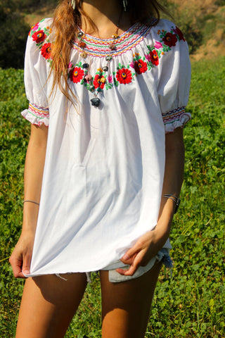 Vintage Hungarian hand Embroidered Peasant Blouse