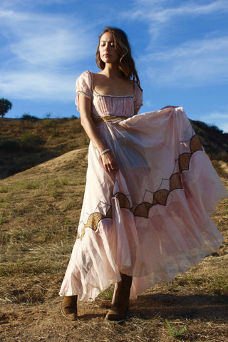 "Paper Moon" Vintage Cotton Voile Maxi Dress