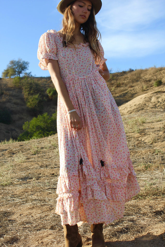 1930s Cotton Voile Floral Prairie Dress Honeywood 1930s Cotton Voile Floral Prairie Dress Honeywood