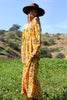 Bohemian Beauty 1970s Indian Block Print Maxi Dress