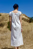Vintage Natural Cotton Hand Embroidered Mexican Maxi Dress
