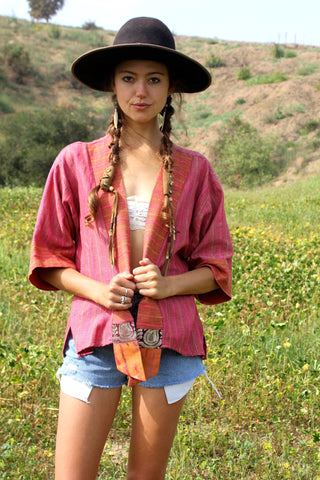Guatemalan Artisan made Kimono Style Cotton Blouse