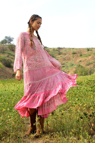 Stunning Vintage Adini Gauzy Indian Cotton Dress Circa 1970s