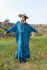 Moroccan Vintage Teal Green Fringed Maxi Dress