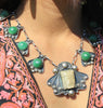 Exquisite 1940s Mexican Art Nouveau Sterling Folk Art Necklace