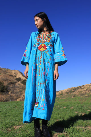 "Cosmic Folk"  RARE 1970s Hand Embroidered Egyptian Maxi Dress