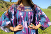 Ombre Purple Gauzy Indian Dress with Crochet Butterflies