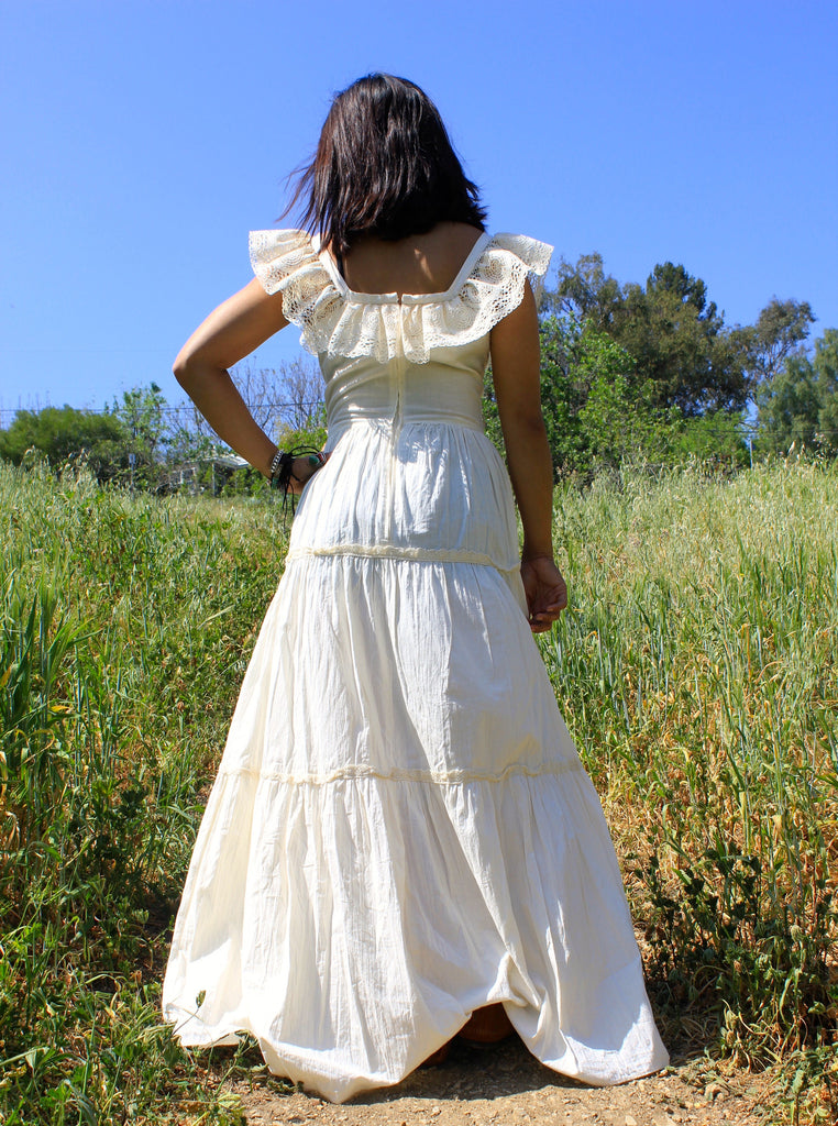 Prairie Chic 1970s Wedding Dress Maxi – Honeywood Prairie Chic 1970s Wedding Dress Maxi – Honeywood